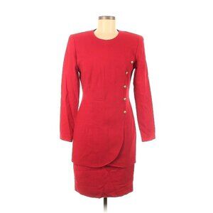 Yves Cossette Depeche Mode Size 6 Long Sleeve Red Jacket Skirt Suit With Pockets